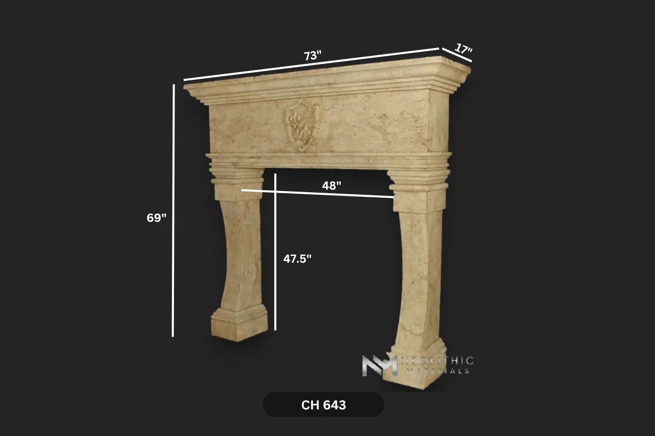 Limestone Fireplace Mantel - Image 4